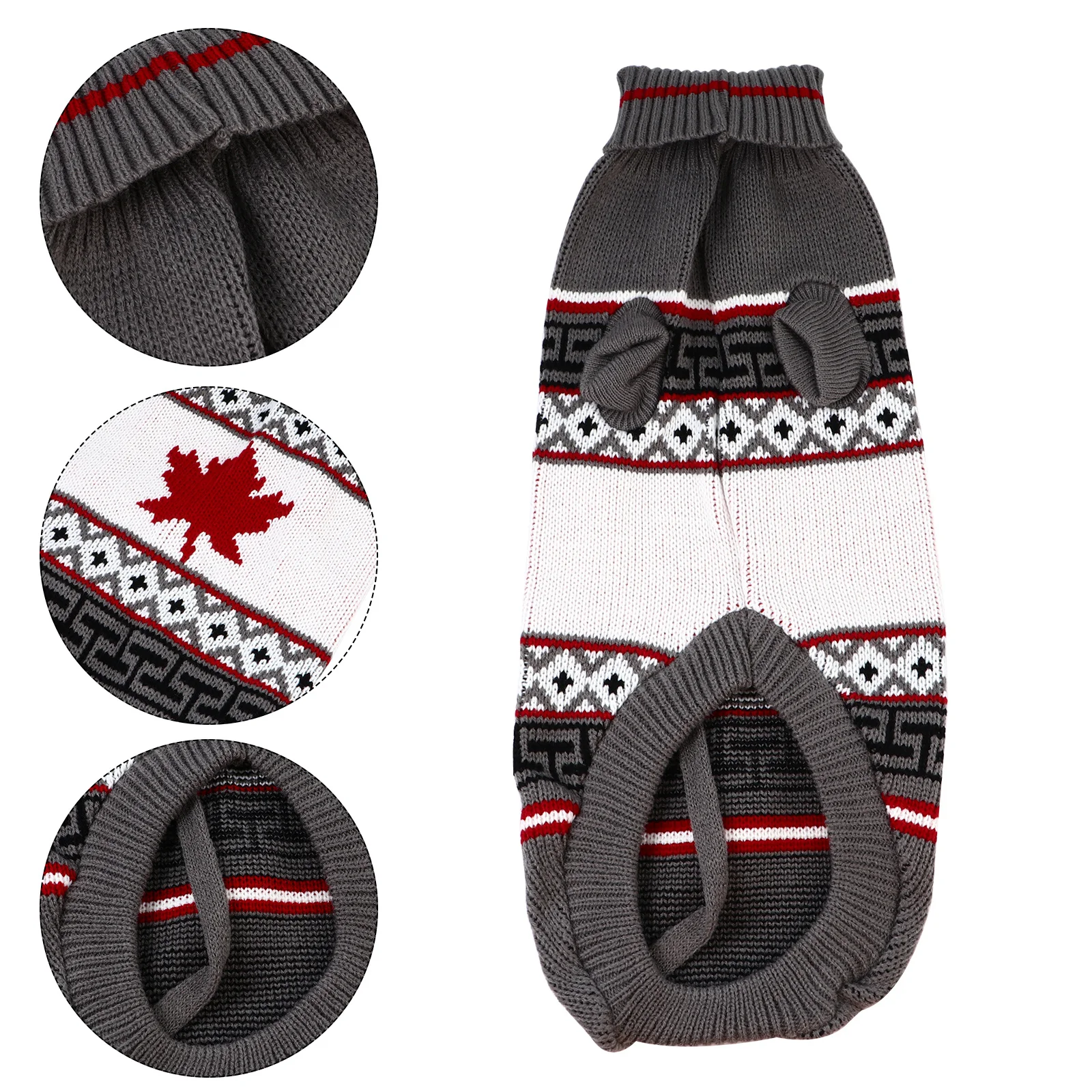 

Pet Clothes Dog Christmas Sweater Warm Thickened Leaf Pattern Festival Costume Holiday Puppy Clothes