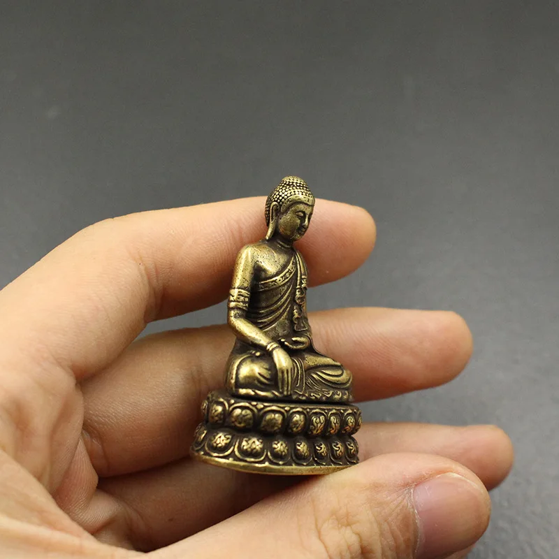 Pocket brass Gautama Buddha small ornaments Bodhidharma Patriarch handle piece