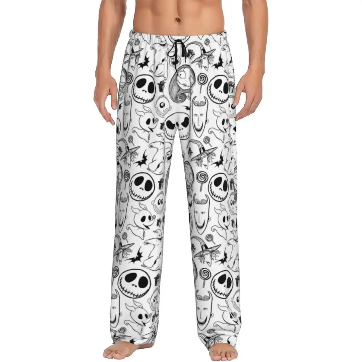 

Custom Nightmare Before Christmas Jack Halloween Skull Pajama Pants Men Lounge Sleep Drawstring Sleepwear Bottoms with Pockets
