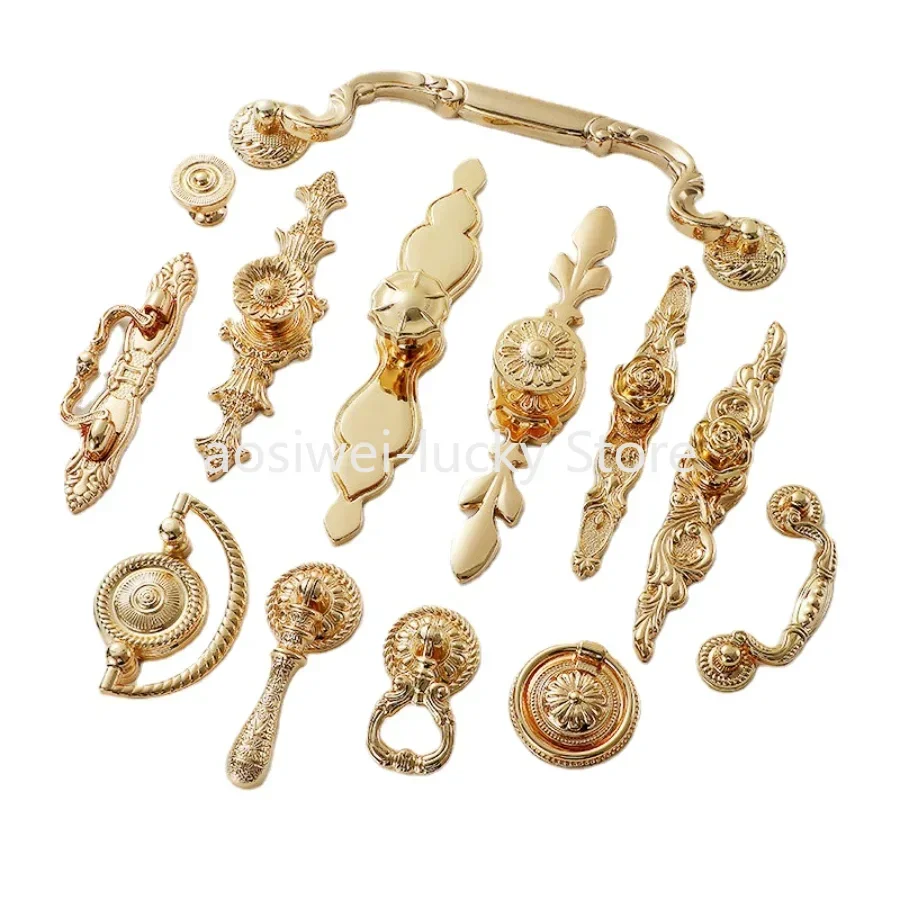 

Nordic Shiny Gold Brass Handles for Furniture Light Luxury Kitchen Cabinet Handles Shoe Cabinets Dresser Drawer Knobs
