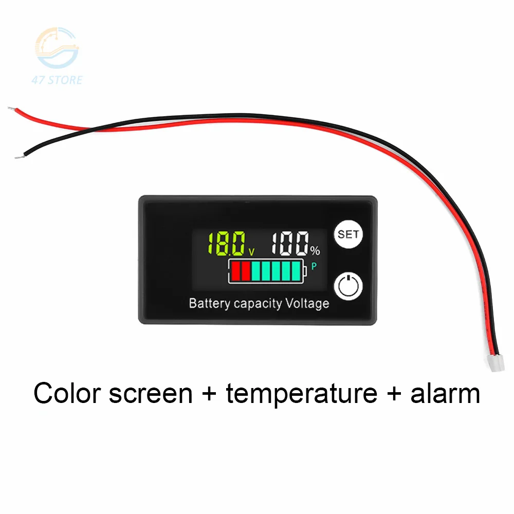 DC 8-100V Digital Voltmeter Digital Electricity Meter LCD Lead Lithium Battery Two-wire Digital Voltmeter with Alarm Function