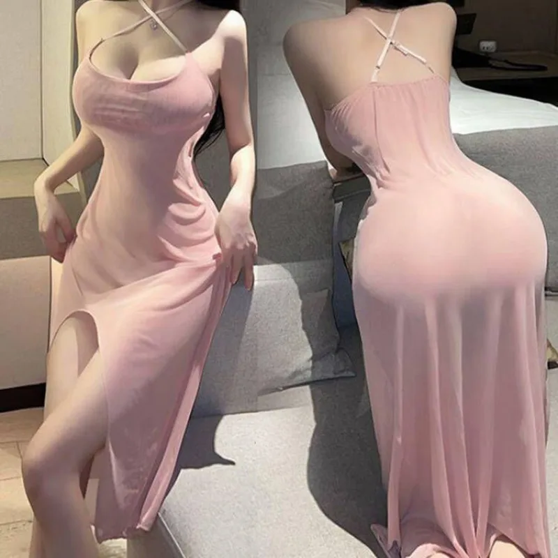 Sexy Dessous Frauen Nachthemd Unterwäsche Nacht kleid ärmellose schicke hohe Taille durchsichtige Kleider Club Japan süßes Sommerkleid