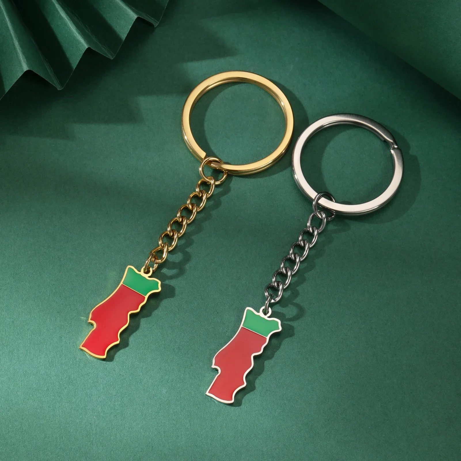 Drip Oil Portugal National Map Keychain Stainless Steel Fashion Car Keychain National Map Fashion Jewelry Gift