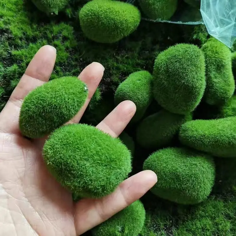 Artificial Green Moss Stones for Home Garden DIY Craft Fake Moss Rocks Micro Fake Green Plant Creative Simulation Flower Pot