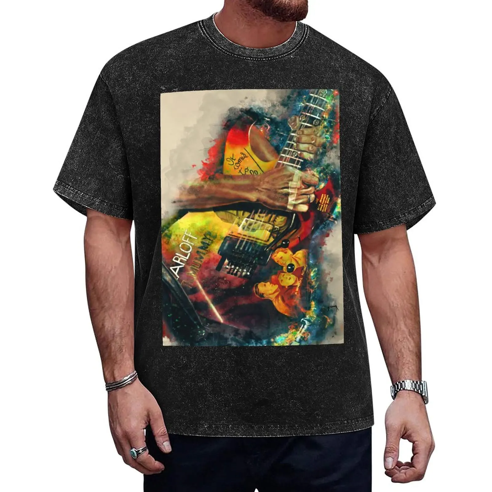 

Kirk Hammett's electric guitar T-Shirt oversize t-shirts man plain tops workout shirts for men