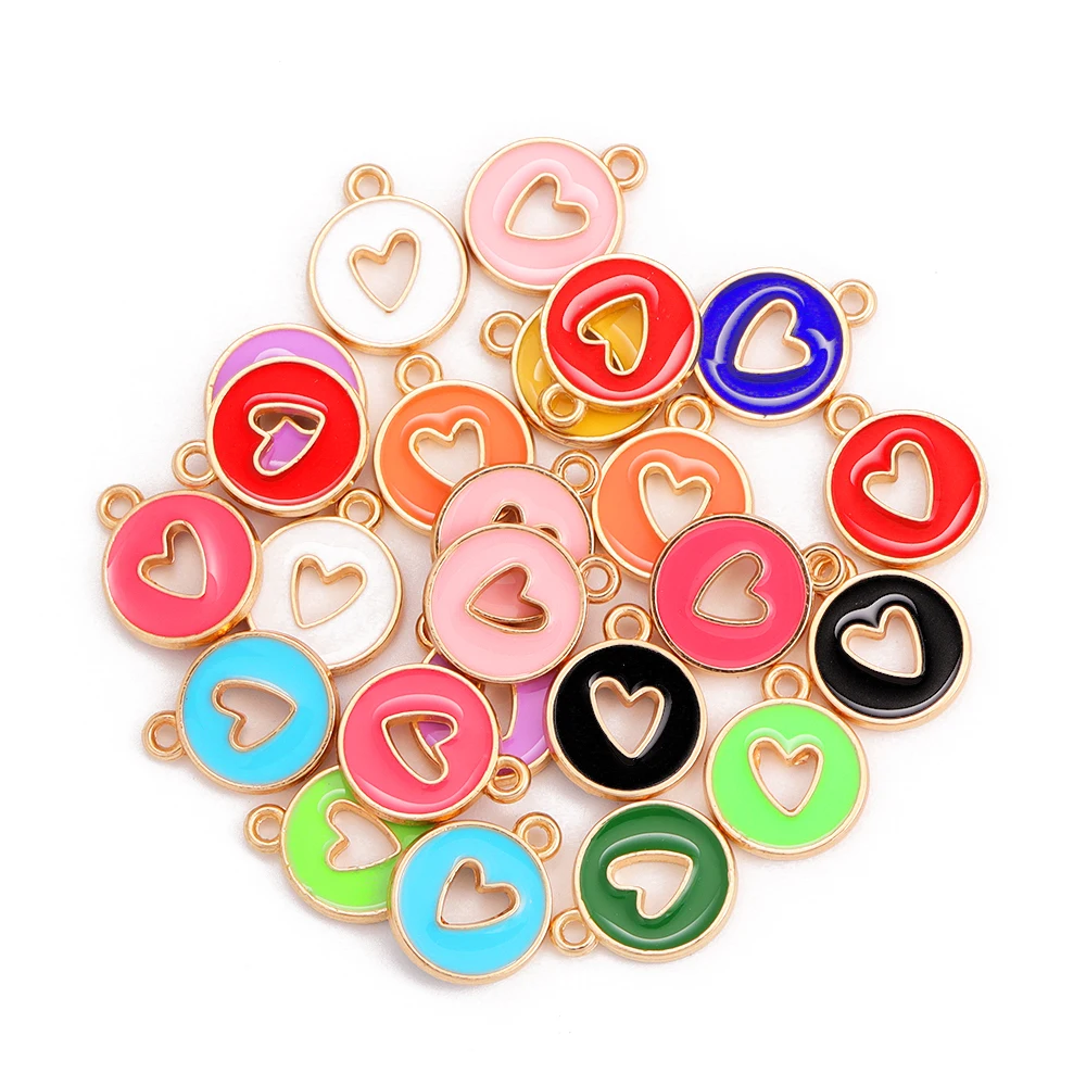 10Pcs Sweet Love Heart Letter Star Enamel Mini Charm Plated Gold Alloy Pendant For DIY Earring Bracelet Jewelry Making Ornament