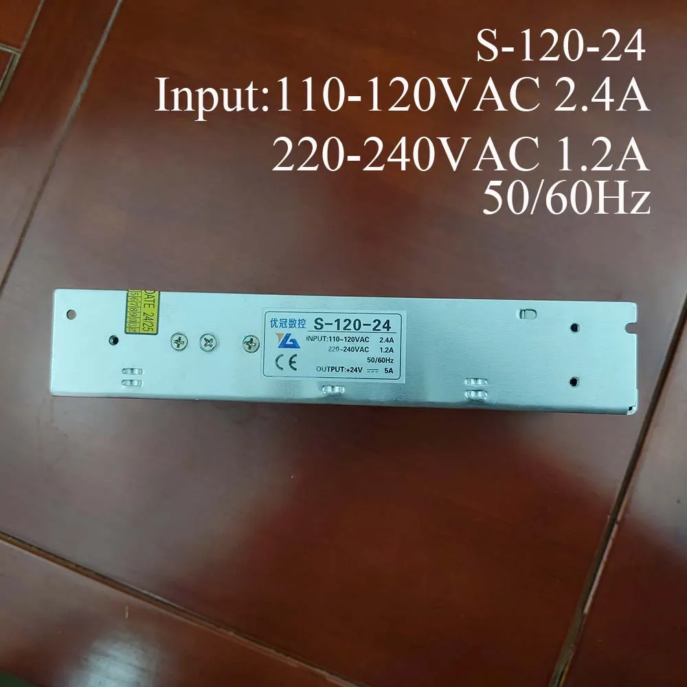 

S-120-24 120 Вт, выход 24 В, 5 А, вход 110-120 В переменного тока, 220-240 В переменного тока, 220 В, переключатель 24 В для фрезерного станка с ЧПУ и лазерного станка
