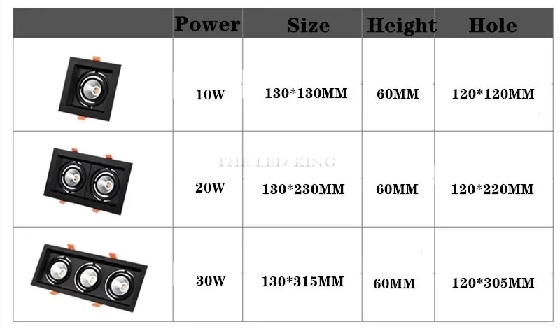 Luces LED empotradas regulables para techo, iluminación de interior, blanco frío y cálido, 10W20W30W, COB, 85-265V, lámparas de techo LED