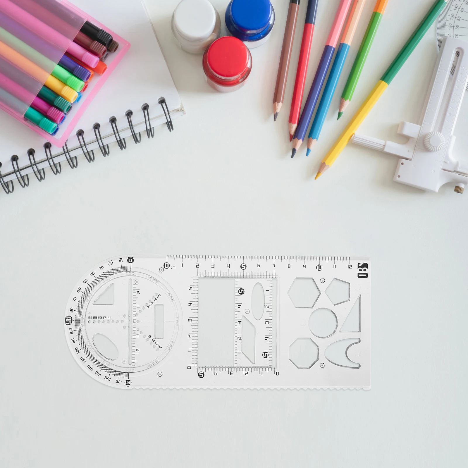 Drawing Template Plastic Ruler Multi-Functional Student Drafting Stencil for Architecture Engineering Office School Supply