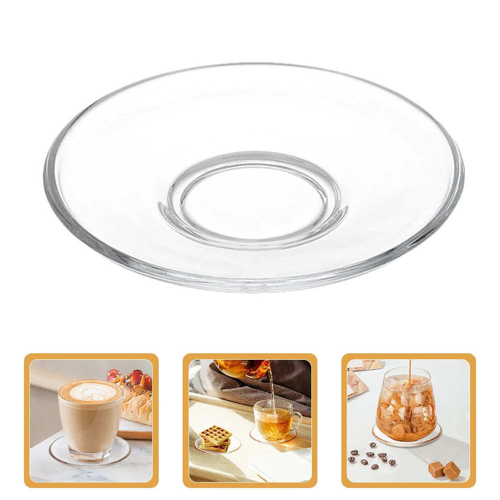 

2Pcs Clear Glass Tea Saucers Transparent Elegant Round Dessert Plates for Appetizers Snacks and Small Dishes Coffee Plates