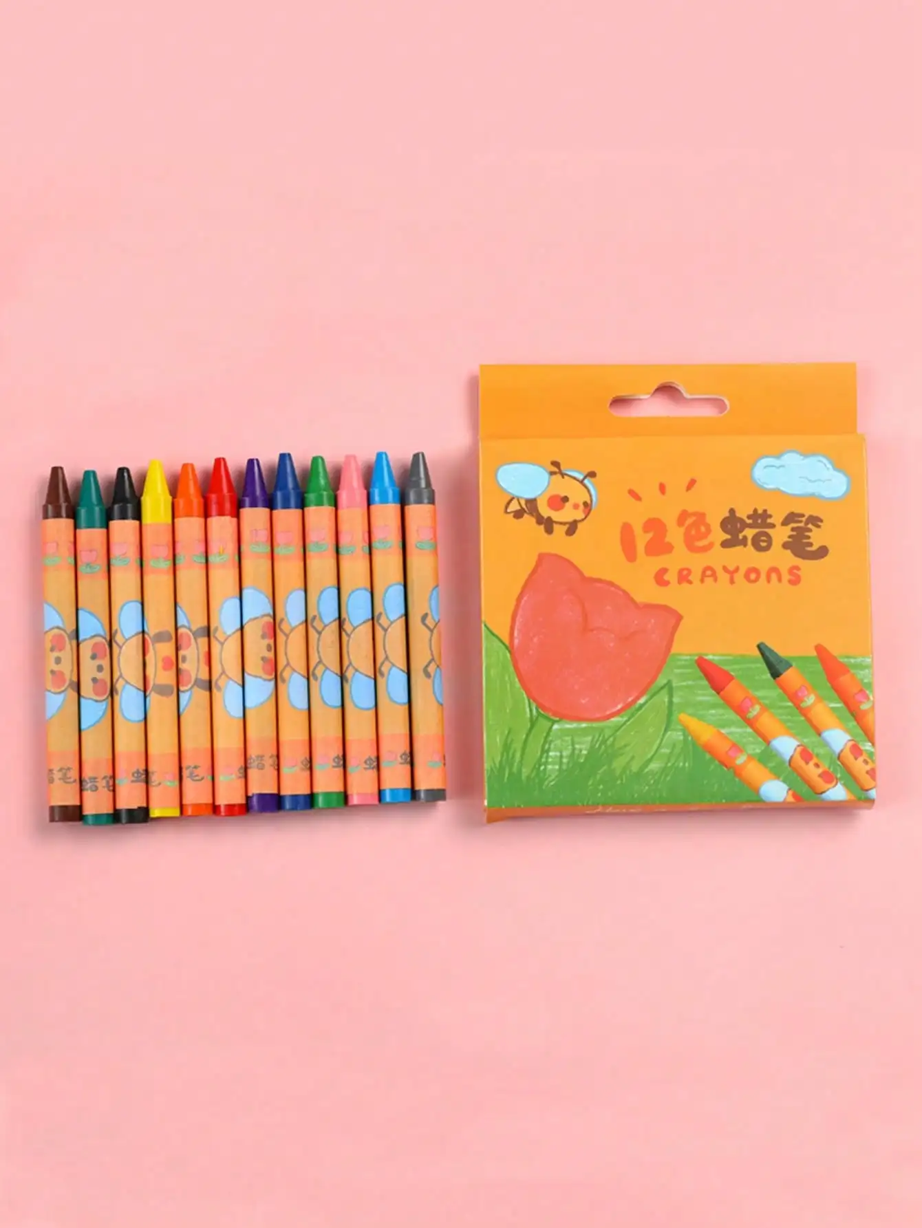 8/12Pcs Cute Tulip Crayons Children's Non-Messy Hand Art Supplies for Kindergarten 8 Colors 12 Colors Oil Pastels Drawing Pens Crayons