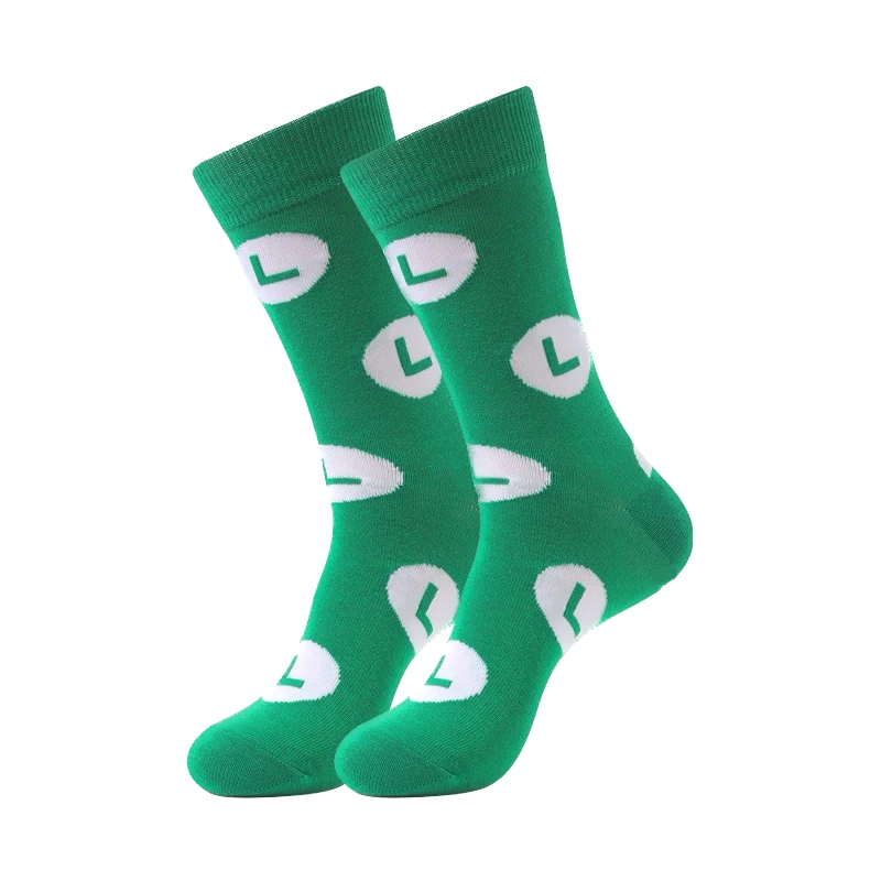 Super Bros Luigi Socks Cartoon Anime Figure Yoshi Casual Cotton Socks Male Fashion Trend Tube Socks Adult Sports Sock