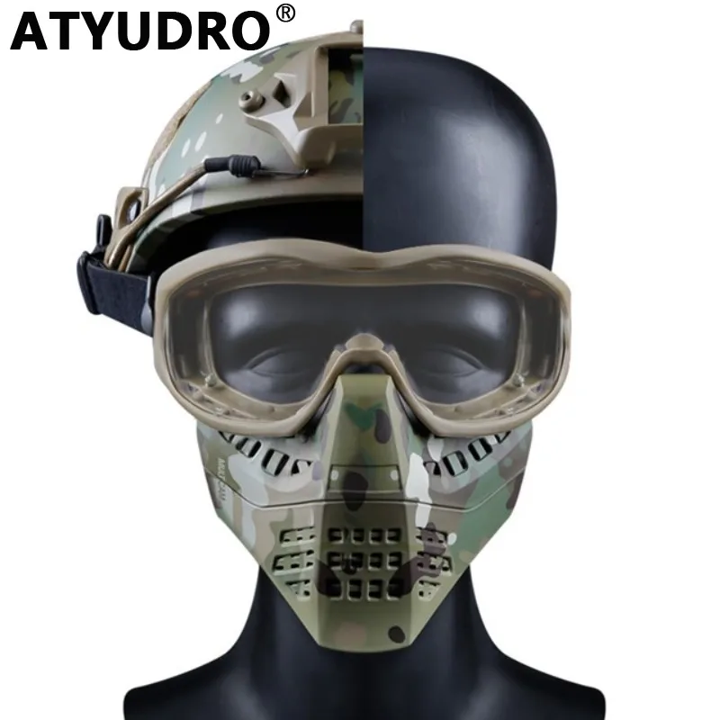 

ATYUDRO Tactical Full Face Shooting Mask Detachable Goggles Anti-fog Paintball Protective Sports Accesories Hunting Airsoft Gear