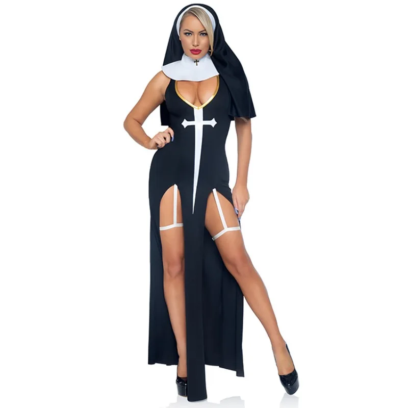 Nun Cosplay Halloween Costume for Women Nightclub Sexy Dress Up Suit Party Festival Role Play Festival  Outfit Stage Wear Anime