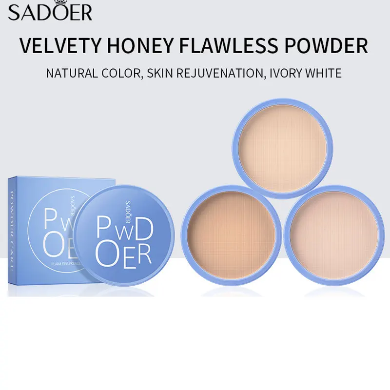 SADOER Immagini Polvere pressata Fondotinta viso a lunga durata per il controllo dell'olio Correttore sbiancante per la pelle impermeabile