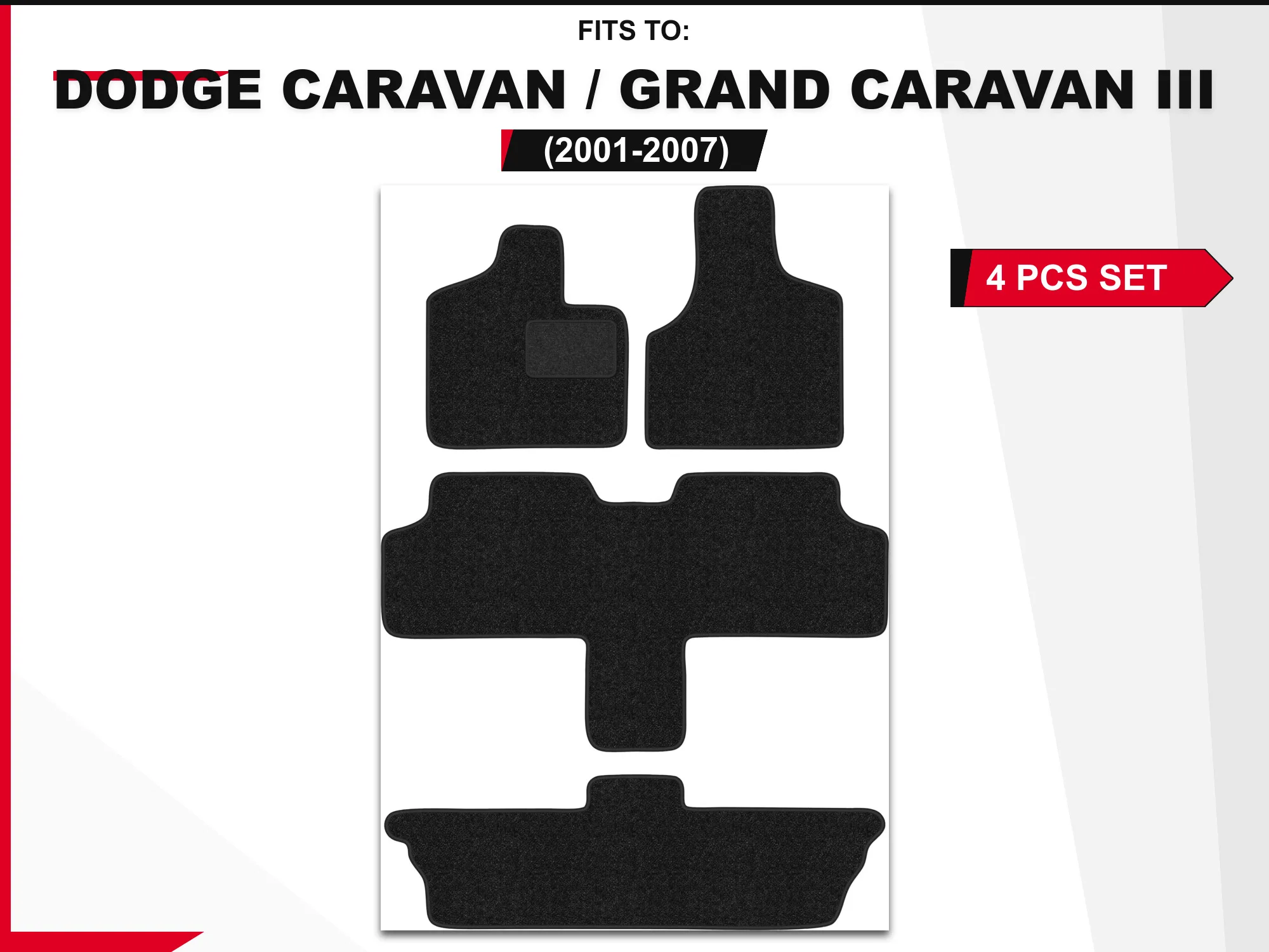 Antracietkleurige veloursmatten voor: Chrysler Grand Voyager III 2001-2007