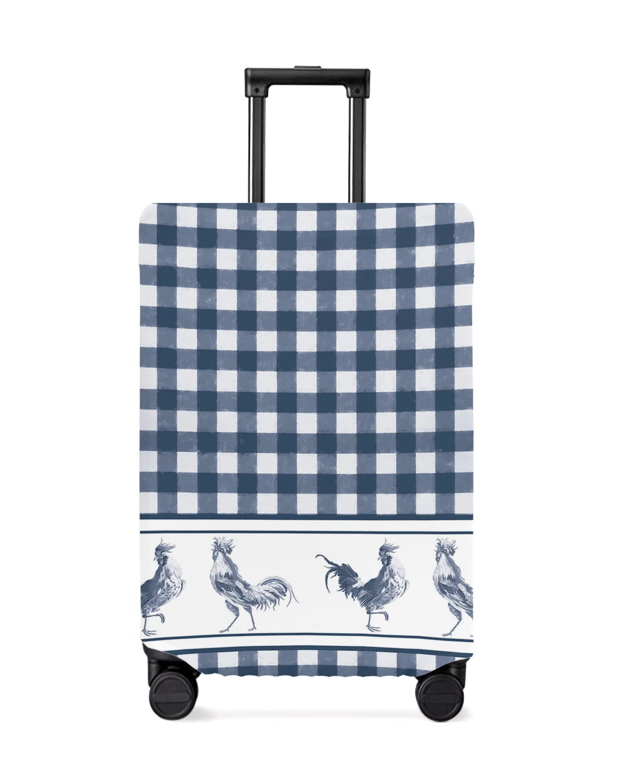 

Farm Plaid Rooster Watercolor Retro Luggage Cover Stretch Baggage Protector Dust Cover for 18-32 Inch Travel Suitcase Case