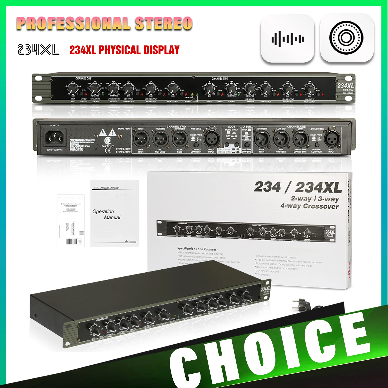 

Профессиональные стерео аудио периферийные устройства 234XL-4-полосный и моно кроссовер с разъемами XLR, материал сплава