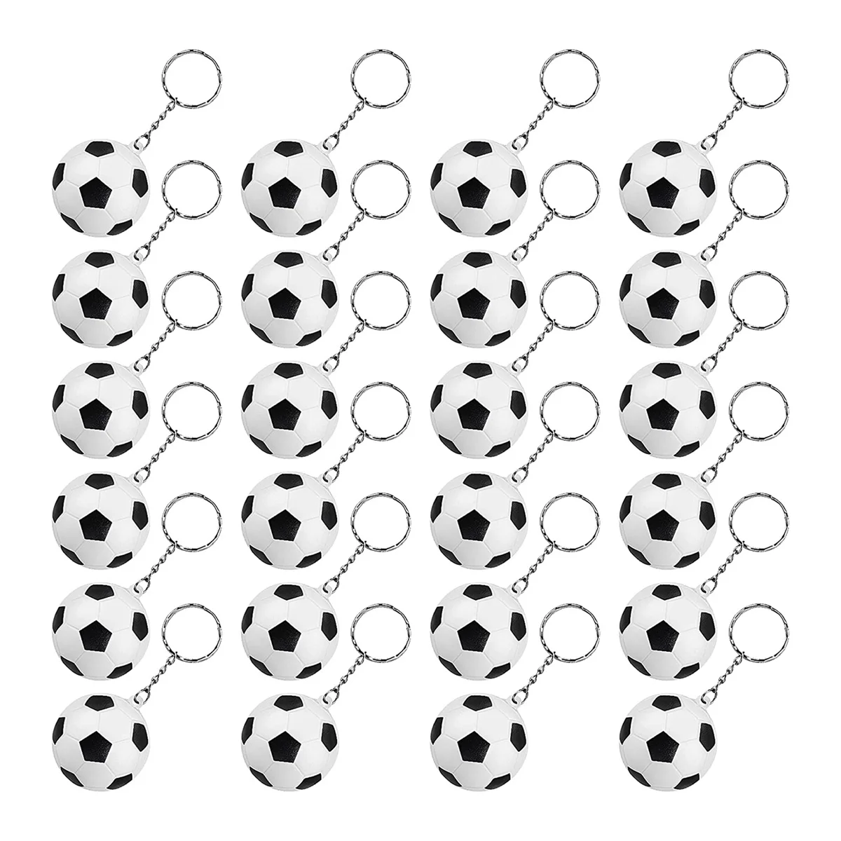 24 Pack Witte Voetbal Sleutelhangers, Mini Voetbal Stress Bal Sleutelhangers, Sport Bal Sleutelhangers, School Carnaval Beloning Voor Kinderen