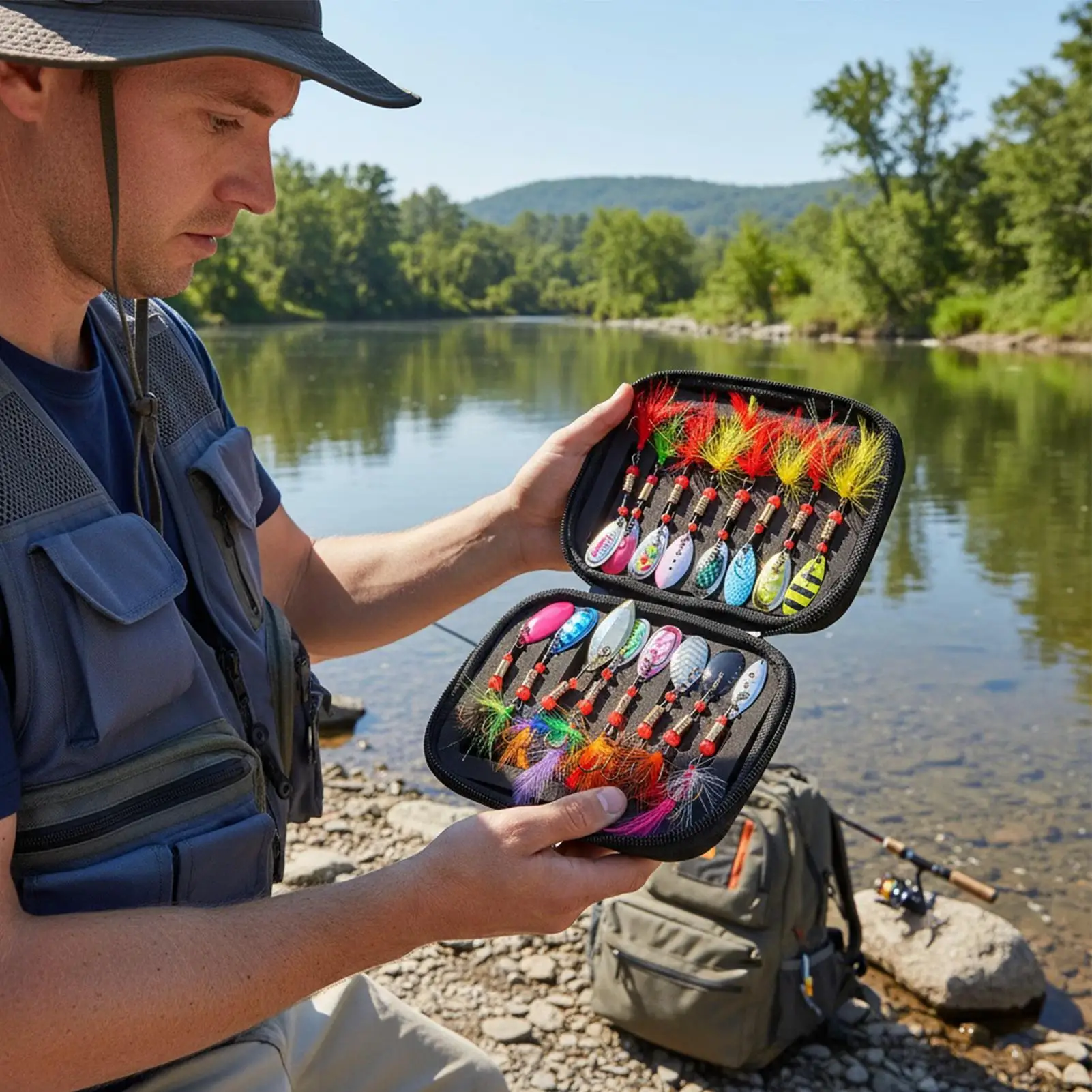 مجموعة طعوم صيد السمك مكونة من 16 قطعة طعوم سباحة صلبة وناعمة مع خطافات حادة للمياه العذبة والمياه المالحة وسمك السلمون المرقط كرابي، هدية صيد الأسماك #6