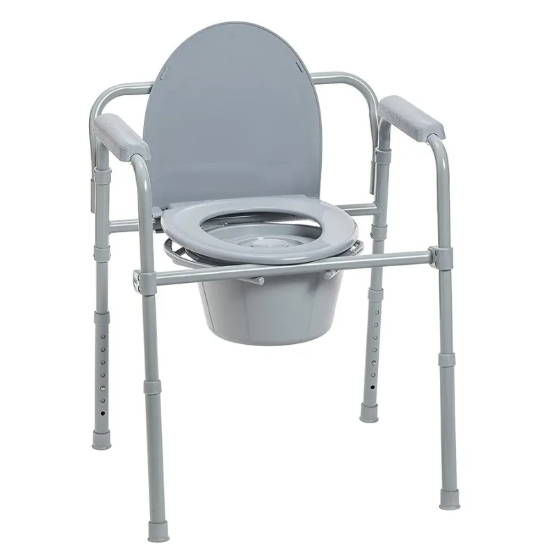 Silla cómoda móvil de alta resistencia para personas mayores, asiento de inodoro de ducha plegable con respaldo y reposabrazos, soporte de baño seguro