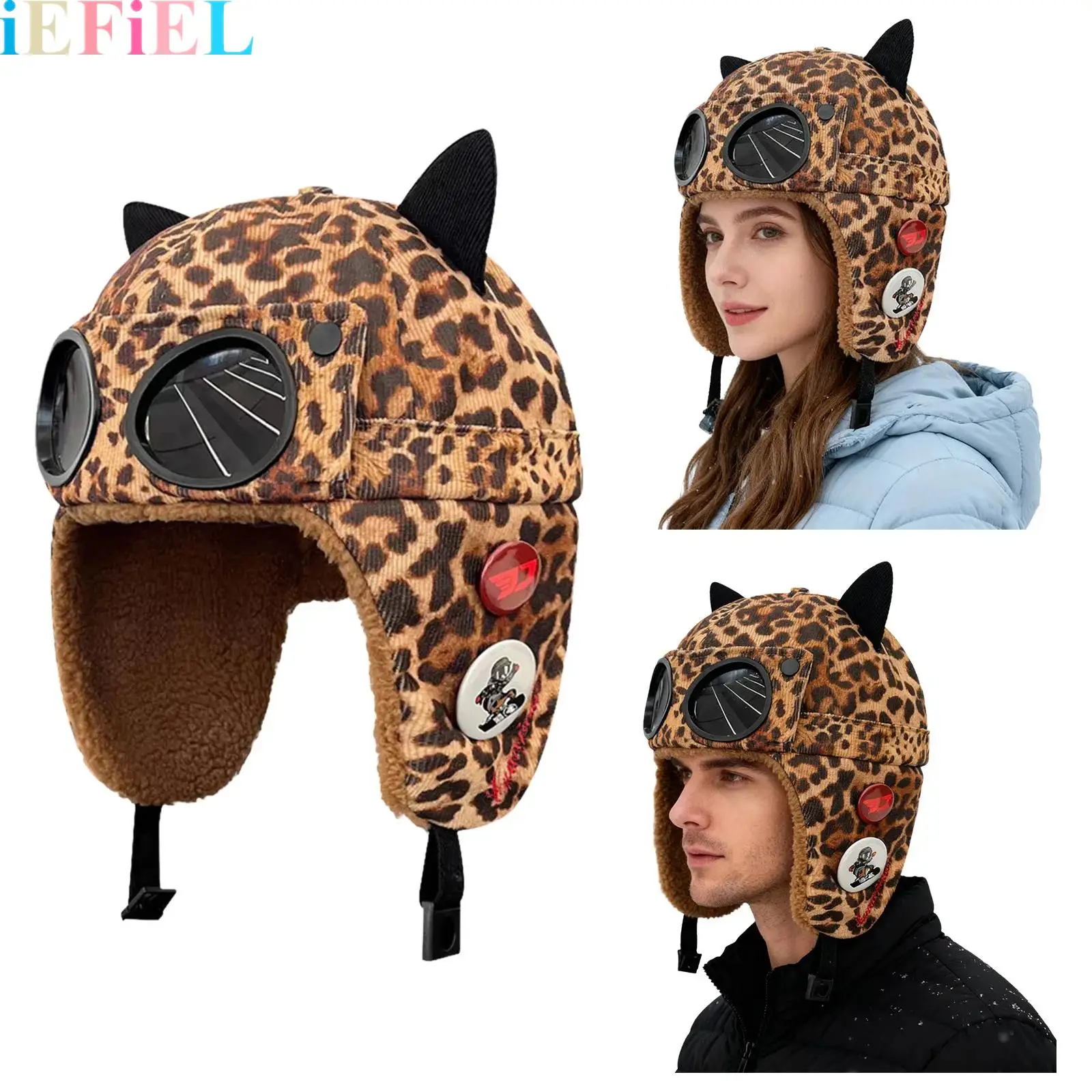 

1Pcs Vintage Cat Ear Goggles Aviator Hat Costume Accessories Thicken Warm Ear Flaps Ear Flaps Pilot Cap for Men Women Cosplay