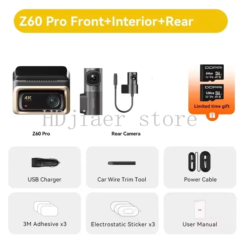

Z60 Pro 4K Single/Dual Lens Dash Cam Smart Android LCD Touch Screen Video Recorder Mini Portable Night Visio