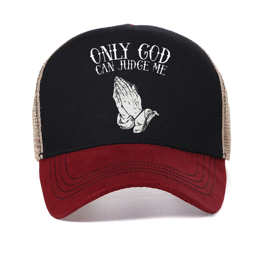 Only God can judge me Printed baseball cap Men's summer fashionable casual caps outdoor adjustable mesh trucker hat Snapback hat