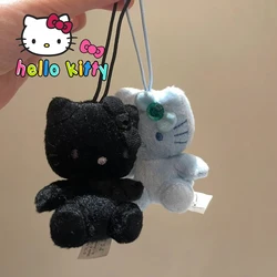 Sanrio Hello Kitty Plush Keychain Handmade Black Women Fashion Toys Case Bag Pendant Accessories Cute Buckle Ring Hook Gifts