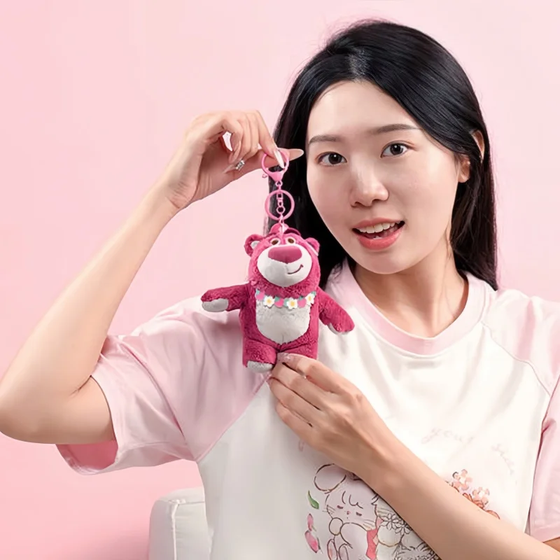 Disney Potdemiel Strawberry Bear Plush Toy Keychain Cartoon & Cute Anime Doll Keyring Backpack Pendant Children'S Toys Birthday