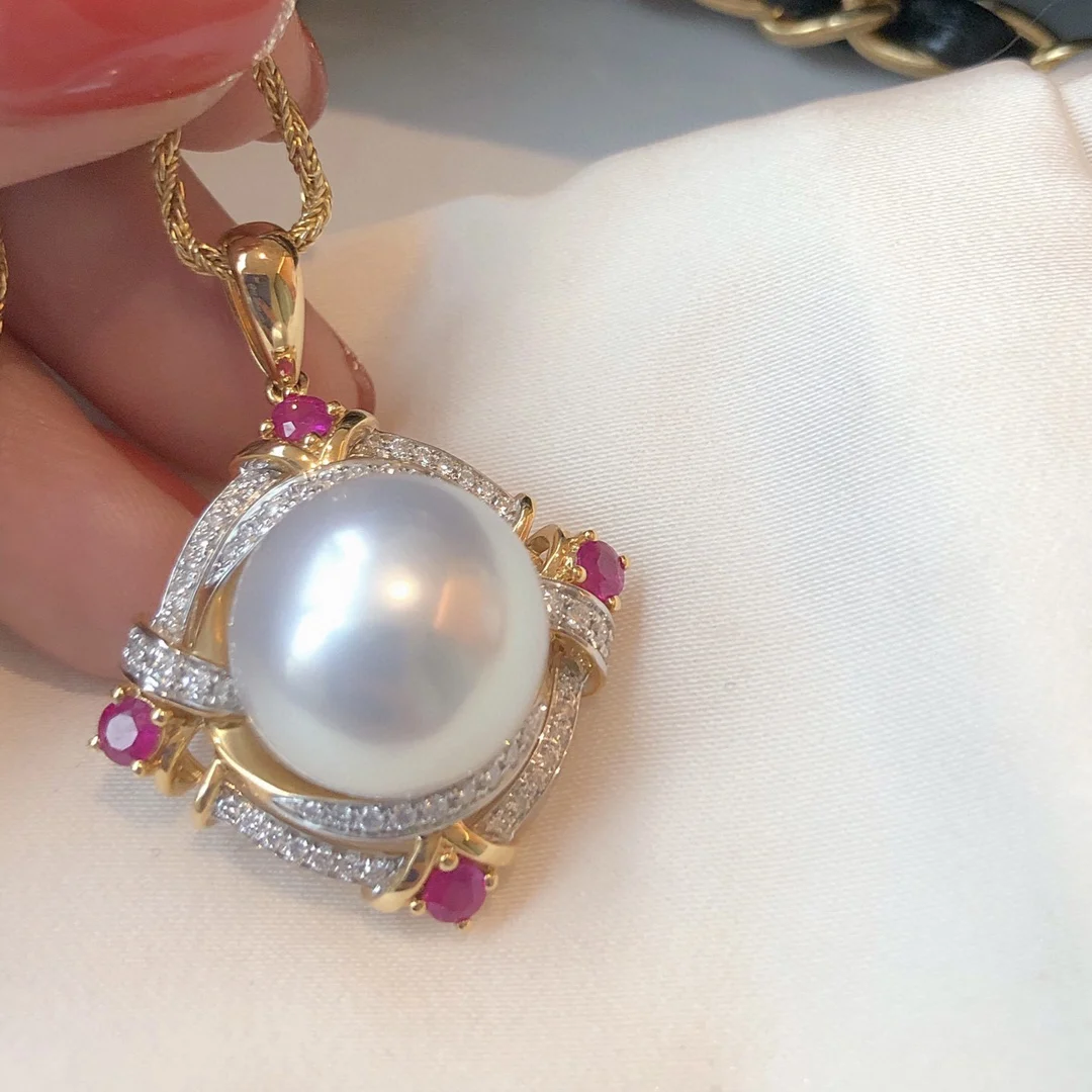 

Подвеска из натурального жемчуга 14-15 мм, круглая подвеска из натурального пресноводного холодного белого жемчуга с серебряной цепочкой 925 пробы