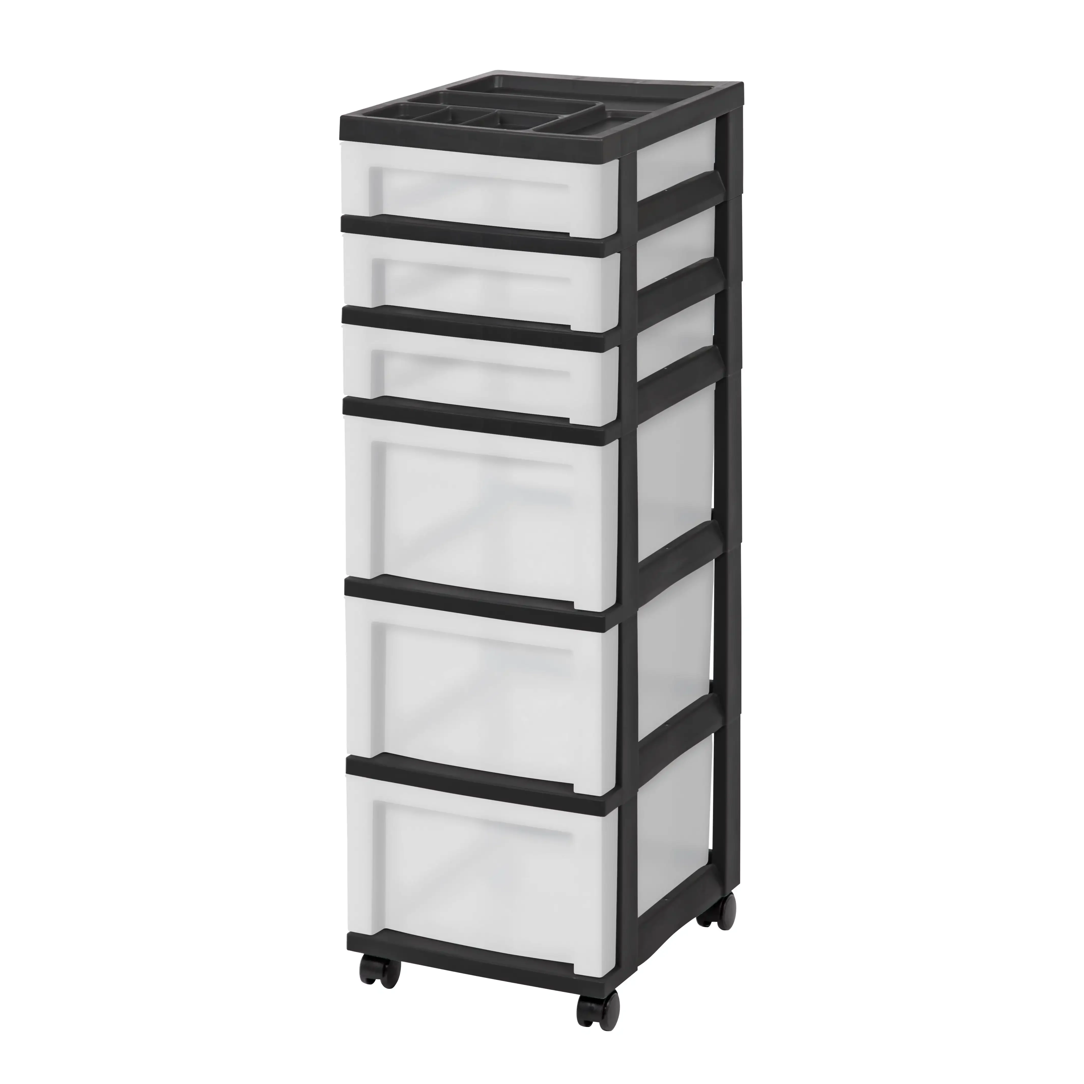 

6 drawer plastic storage cart with divided organizer top is perfect for storing small accessories for easy access