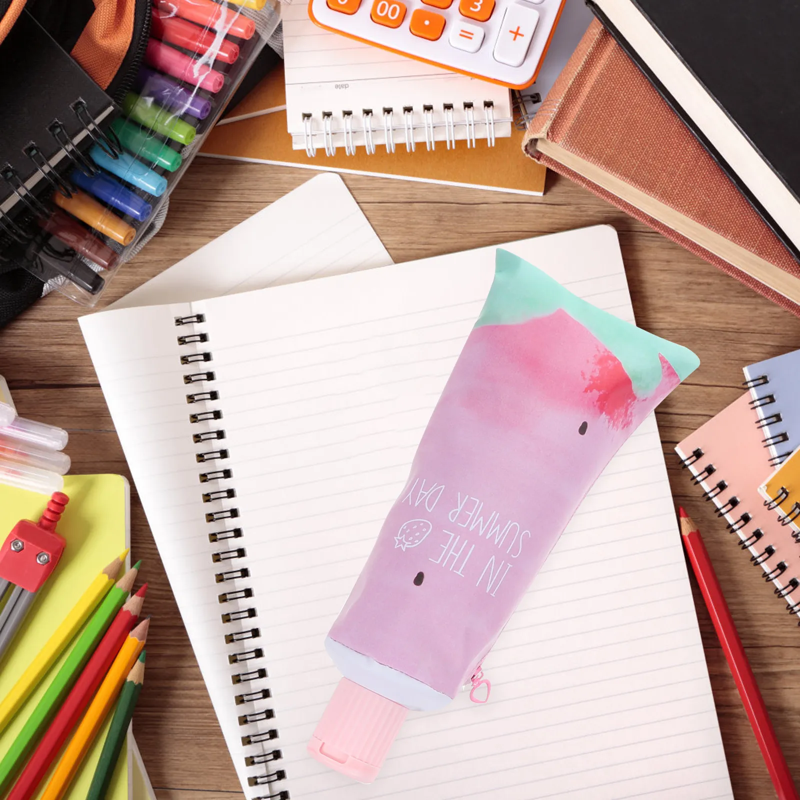 4Pcs Aesthetic Pencil Bag PU Pencil Case Large Capacity Portable Pen Holder for Women Aesthetic Pencils