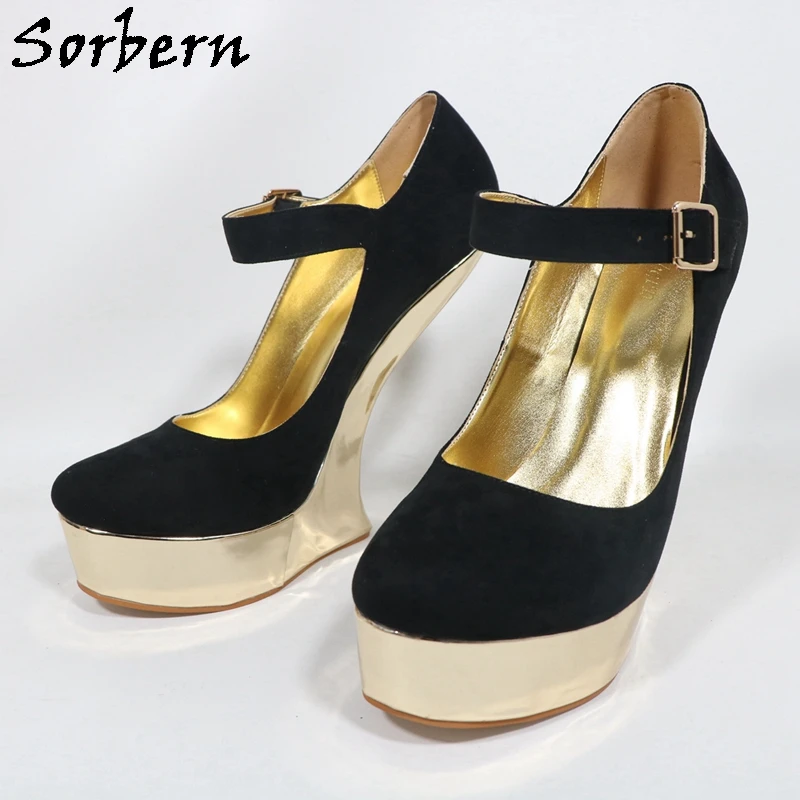 Sorbern Unique Heelless Platform Women Pump Shoes Wedge Heels Mary Jane Straps Summer Shoes Custom Colors