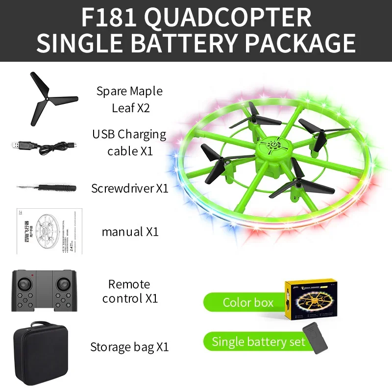 F181 UFO RC Mini Quadcopter Induction Drone Smart Watch Remote Sensing Gesture Aircraft Hand Control Drone Altitude Hold Kids