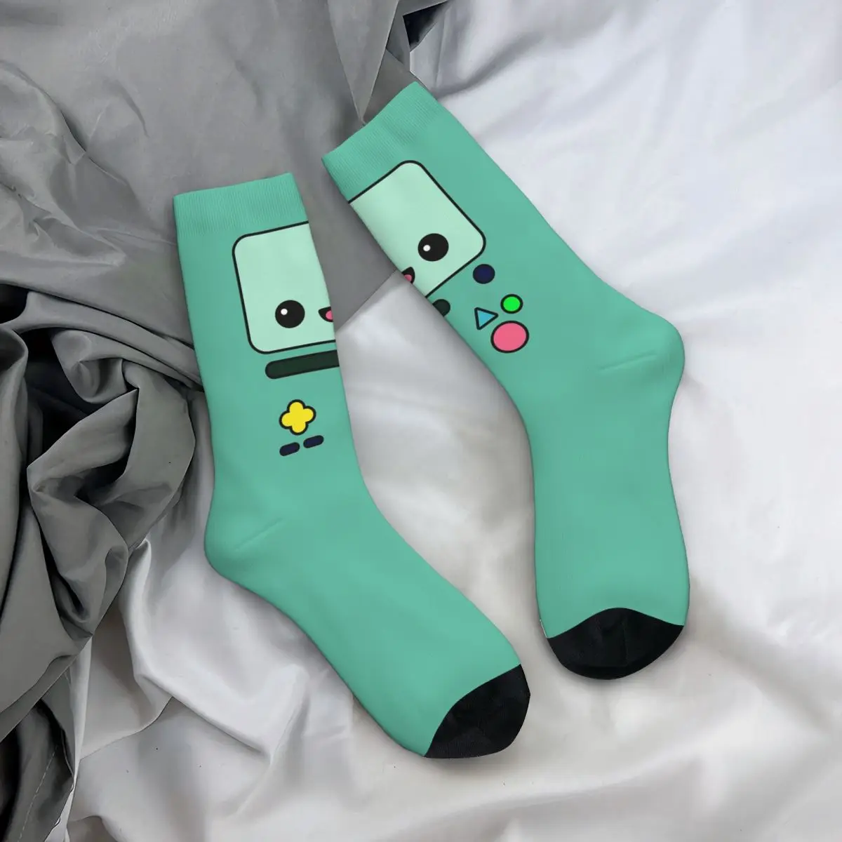 Kawaii Adventure Time BMO Socks Harajuku جوارب ممتصة للعرق جميع المواسم جوارب طويلة إكسسوارات للرجال والنساء