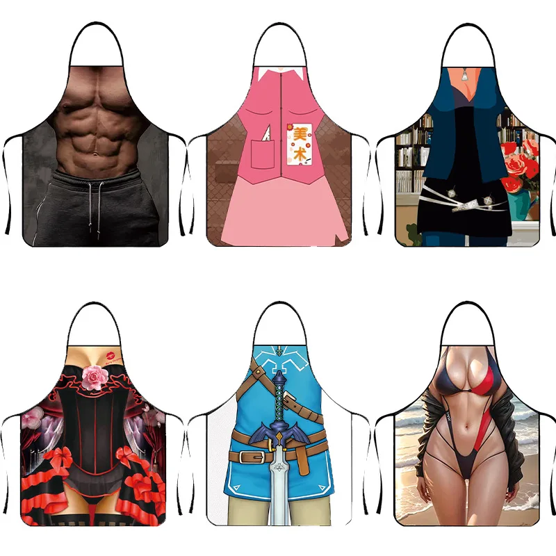 Delantal con Estampado de Hombre Musculoso Sexy, Regalo Divertido y Original para Hombres, Despedida de Soltero, Cubre Ropa para Cocina y Barbacoa