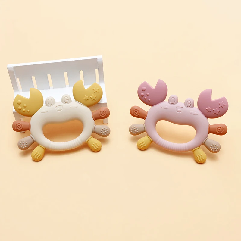 Crab-Shaped Baby Teether  Food-Grade Silicone Teething Toy  BPA-Free Chillable Infant Teether for Sore Gums 0-24 Months