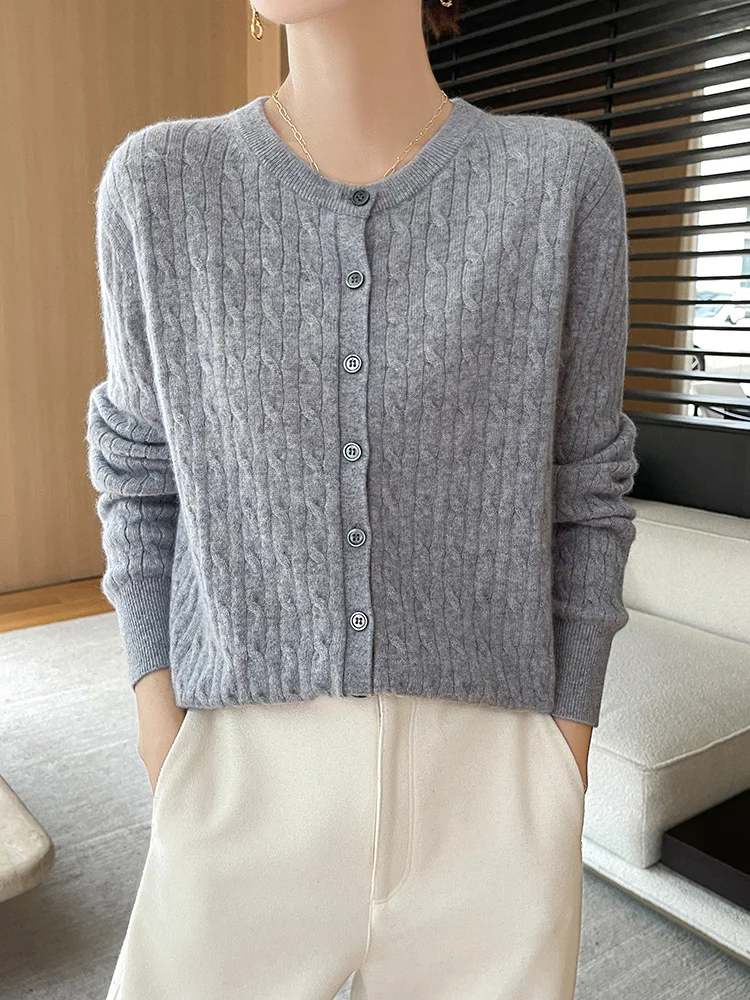 Early Autumn Boutique Knit Cardigan Round Neck Thin Casual Fashion Loose Comfortable Long Sleeve Cardigan For Women-ZD3001