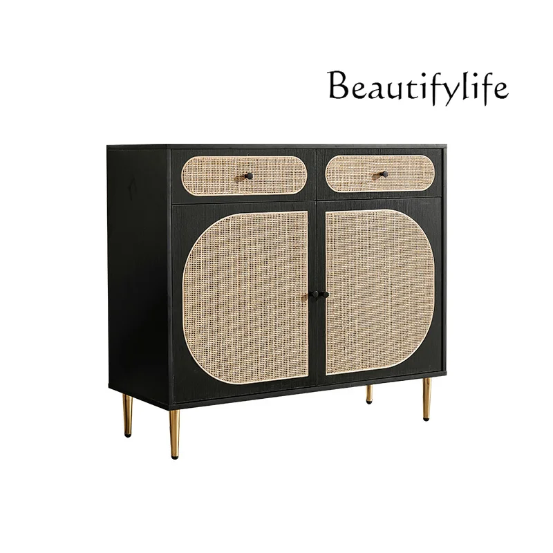 

Nordic rattan creative storage locker simple modern dining side cabinet B & B small apartment household porch cabinet