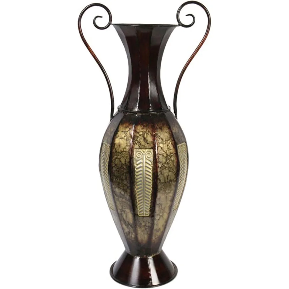 

Hosley 26 Inch High Tall 2 Tone Metal Vase with Handles. Ideal Gift for Wedding Special Occasion Party Spa Meditation Votive