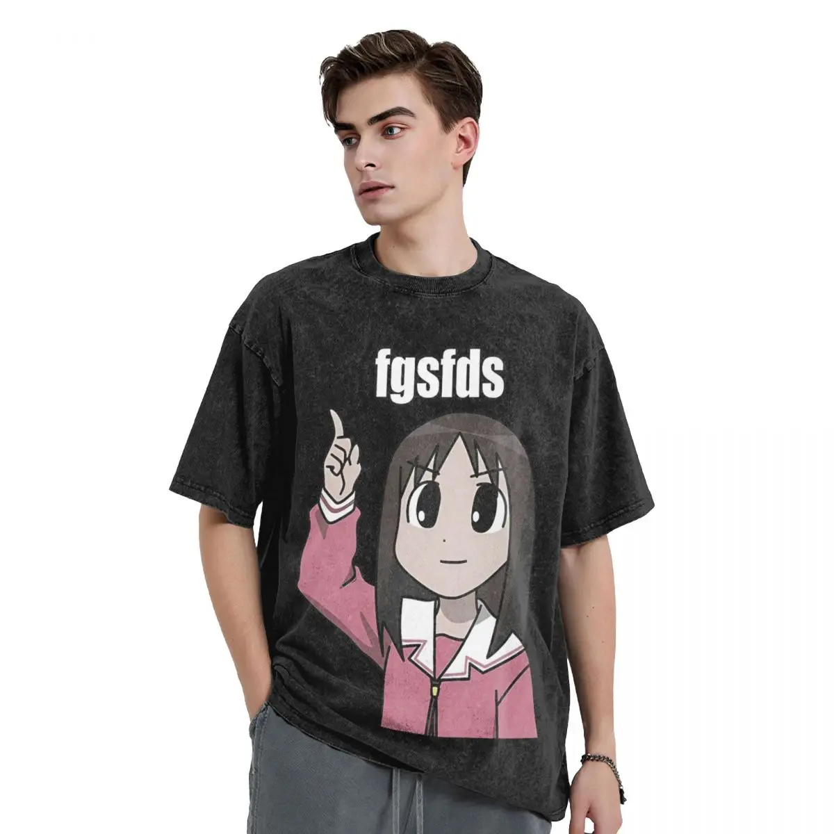 Washed T Shirts Osaka Autistic Fgsfds Funny Kawaii T-Shirts Oversize Anime Azumanga Daioh Streetwear Cotton Summer Tops Tees