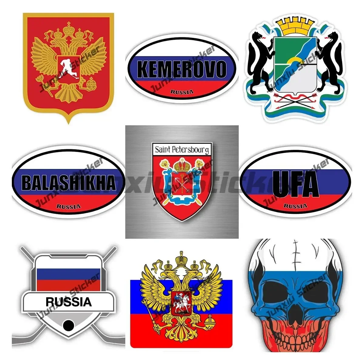 

Russia Stickers Coat of Arms and Flag of The Russian Federation Russia City Flag Glue Sticker Graphics Cars Suv Window Decals