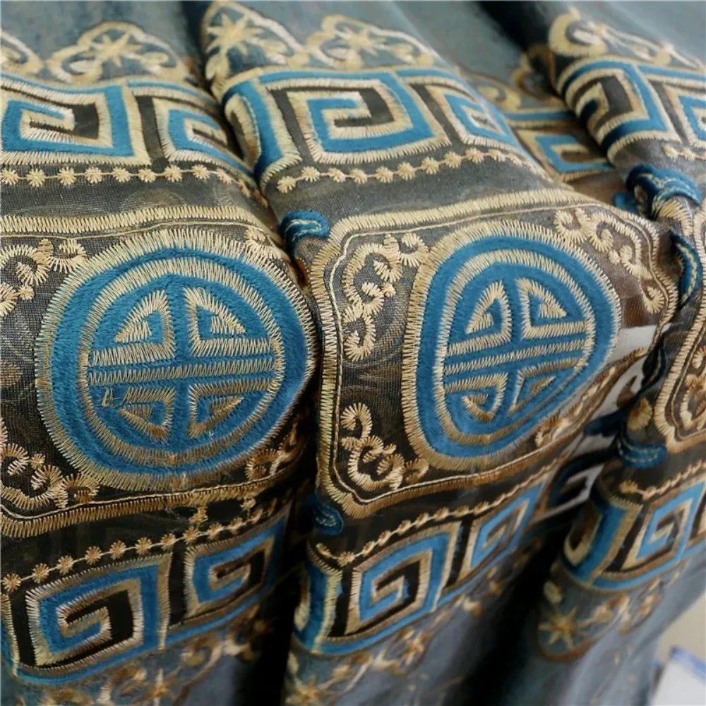 European and American Thickened Velvet Blackout Laser Embroidered Window Curtains for Living Dining Room Bedroom Hotel Study