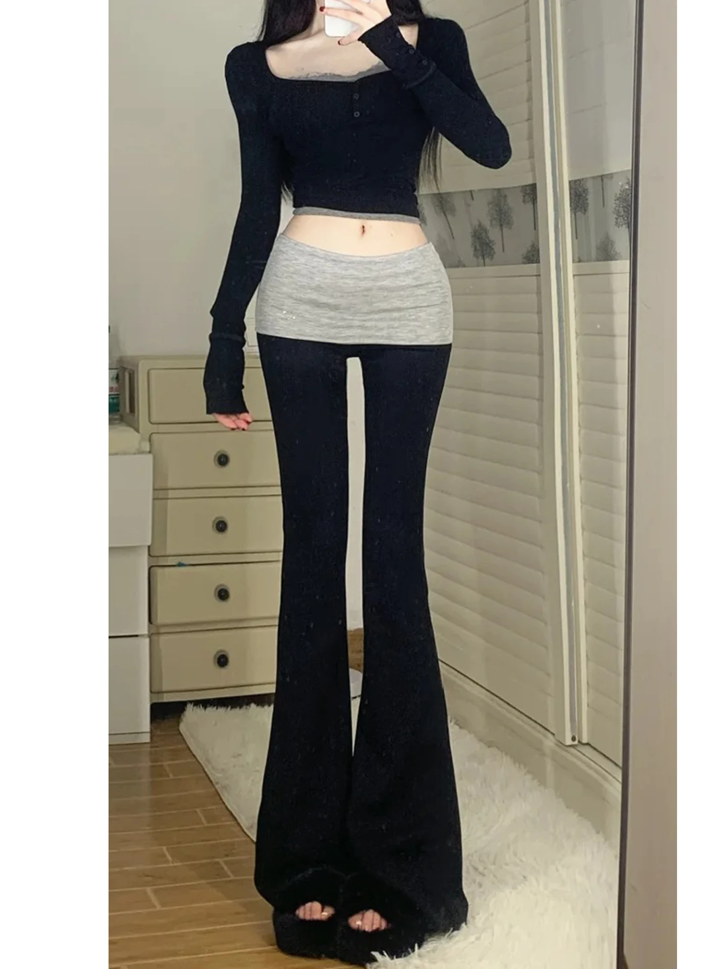 Pantaloni da yoga Bla Splice Faion da donna Casual dimagranti Spor Pantaloni micro-svasati Leggings lunghi a vita alta Misto poliestere