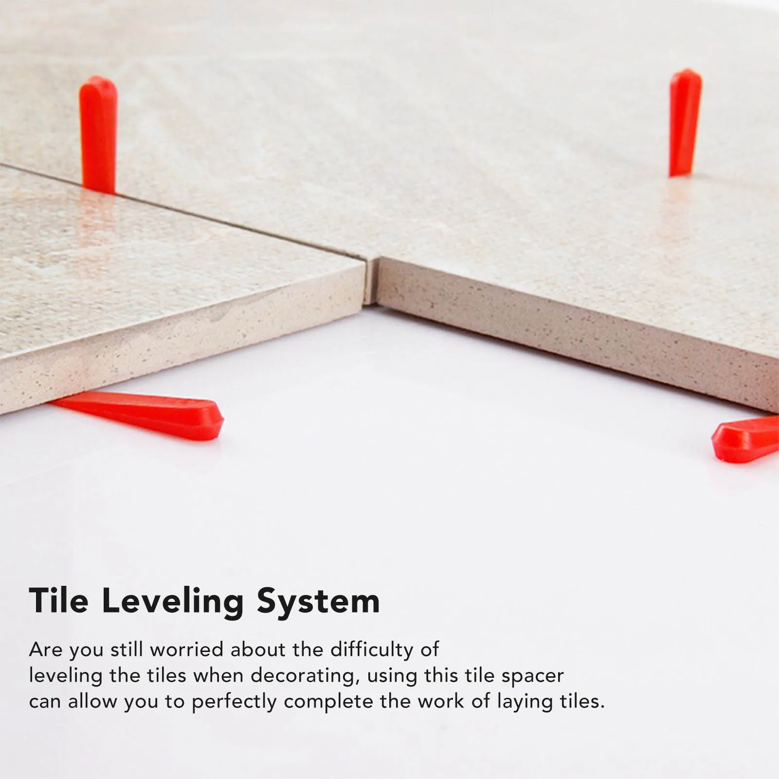 

1000PCS Tile Leveling System Wedges 0.2in PE Red Wear Resistant Tiles Leveler Compounds Spacers for Decoration