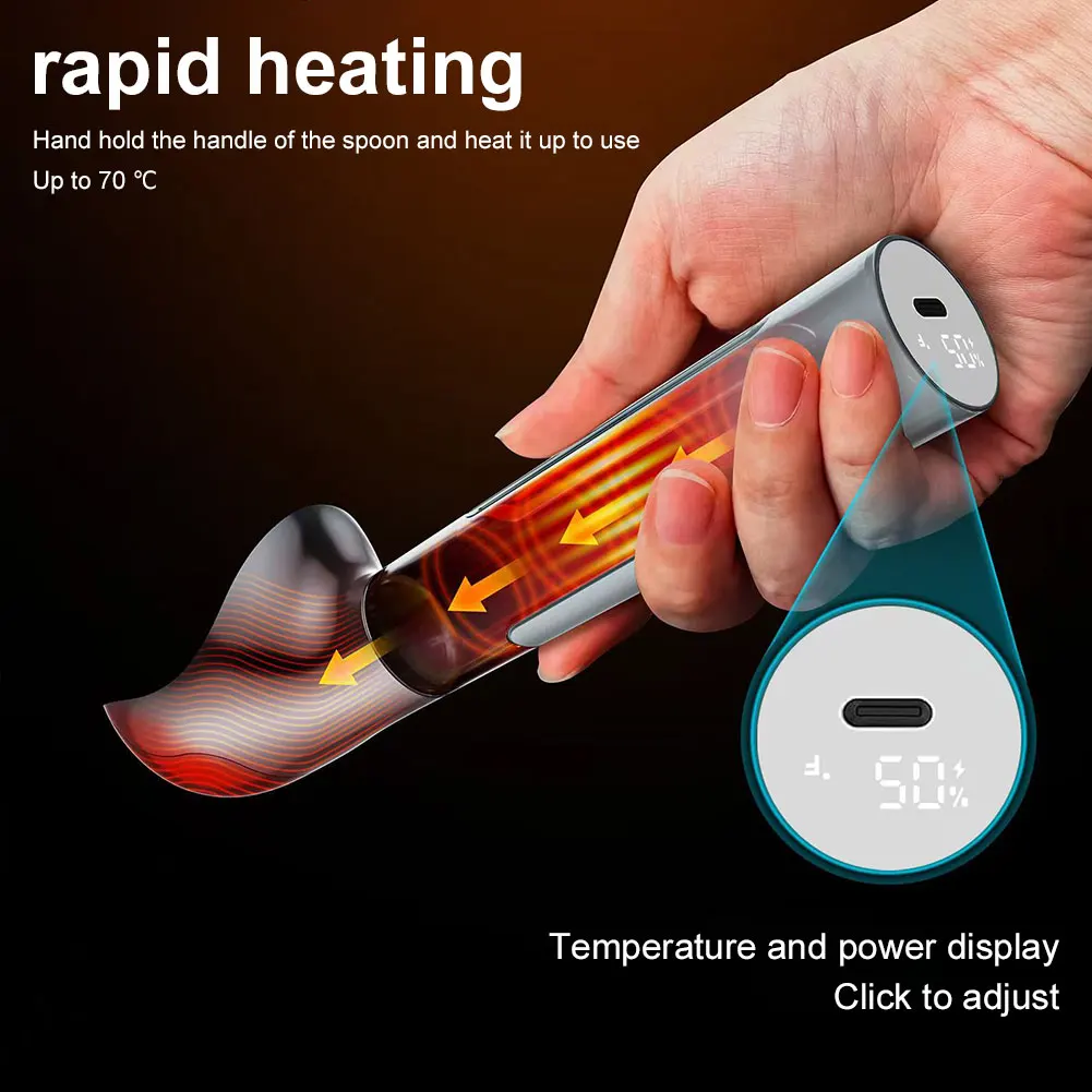Ложка для мороженого с подогревом, перезаряжаемая электрическая ложка для мороженого для твердого мороженого, легкая для пожилых людей и детей