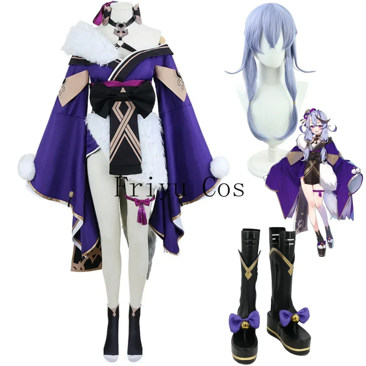 Anime virtuel Rindou Mikoto Cosplay Costume VTuber Nijisanji perruque Kimono jupe chaussures femme Sexy noël Halloween Costume