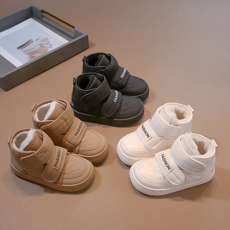 

2025 Children's simple and comfortable Snow Boots Thickened Boys Girls Cotton Shoes Lightweight Non-slip Kids Short Boots
