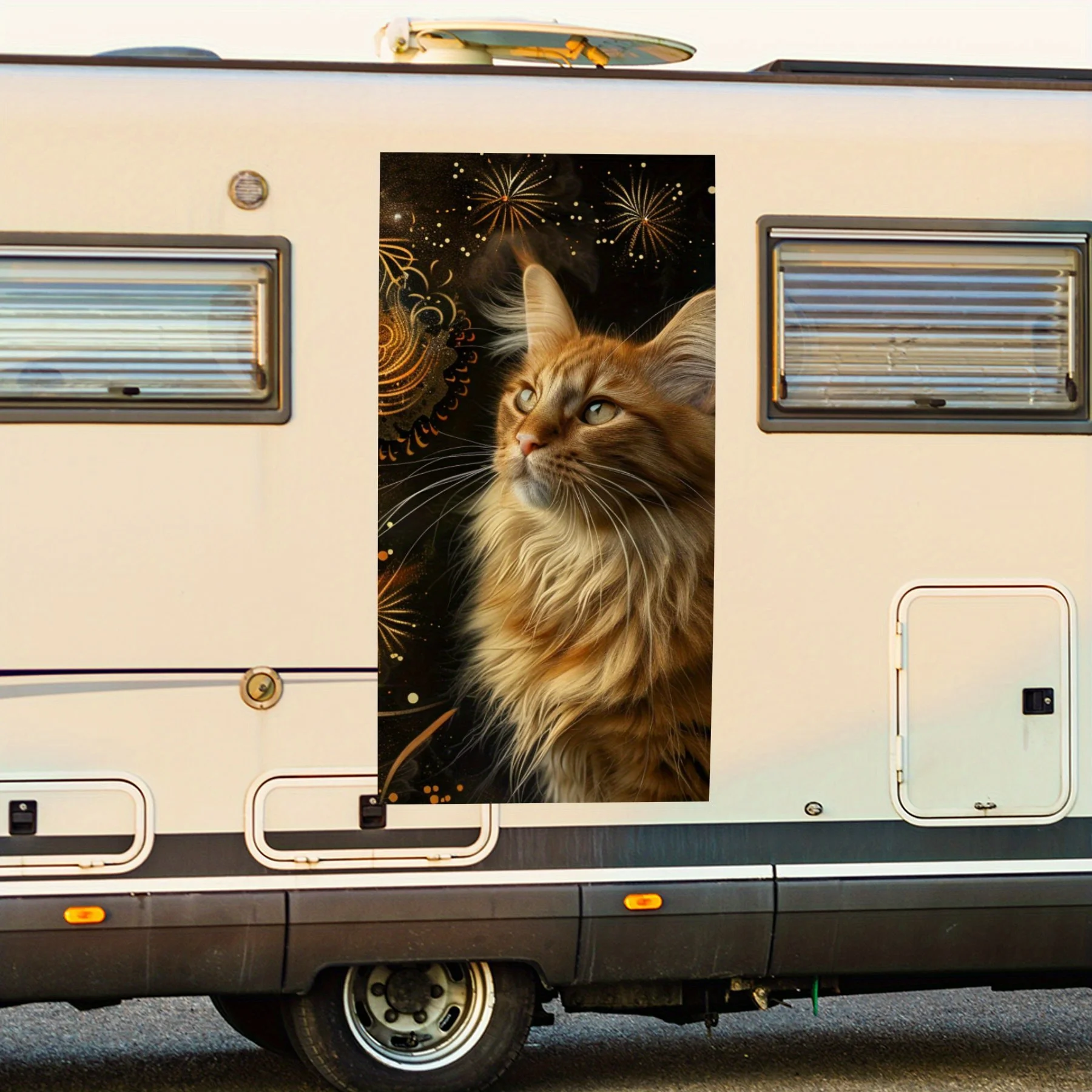 

Mystic Cat Vinyl Decal for Motorhome Car Door, Waterproof Self-Adhesive Vinyl Stickers, Decoration Protection Automotive Car Vin